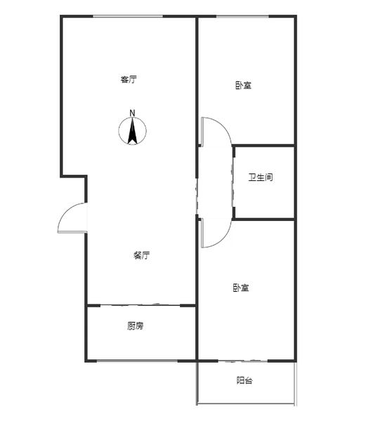 北新家园小区2室2厅1卫户型图