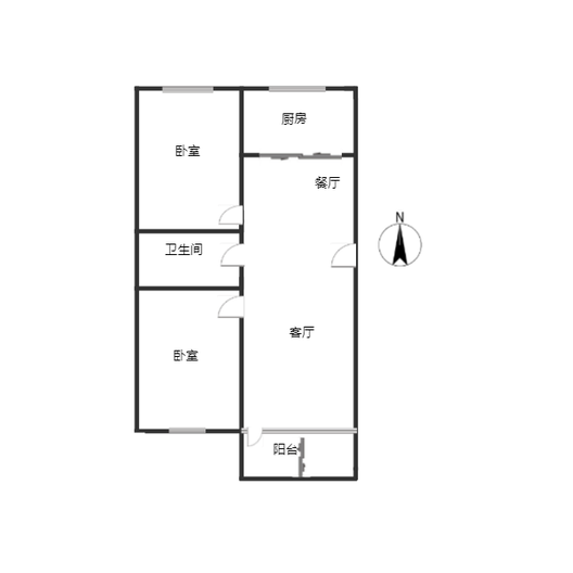 仙颐园小区2室2厅1卫户型图