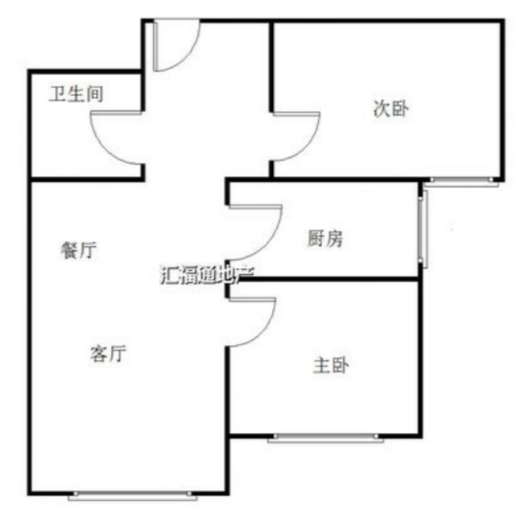 高铁新干线2室2厅1卫户型图