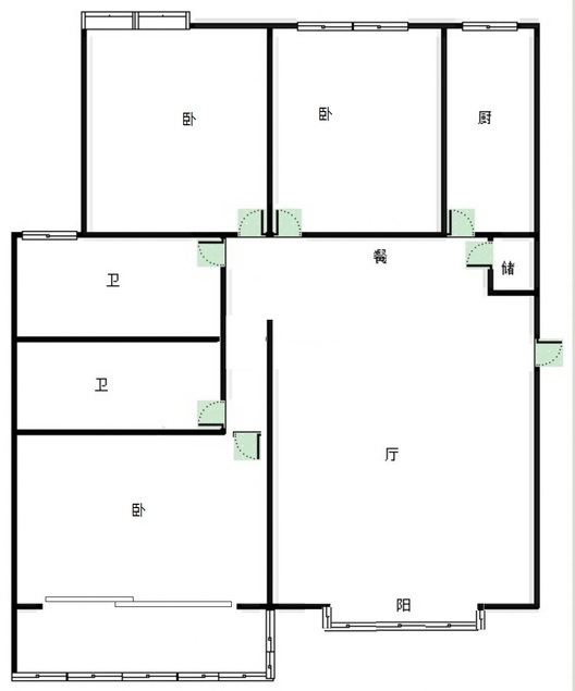 矿山局家属楼南院3室2厅2卫户型图