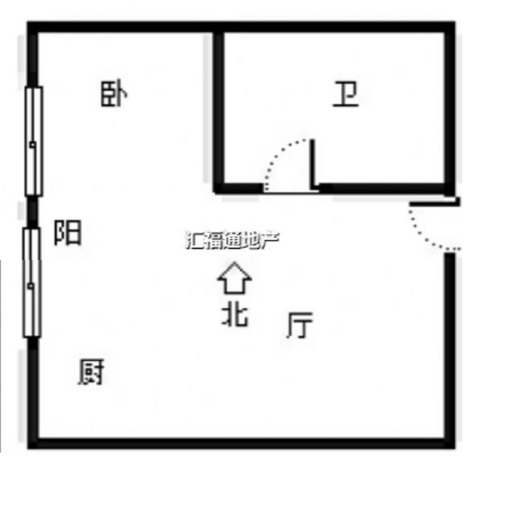 国富公寓(18号楼）1室1厅1卫户型图