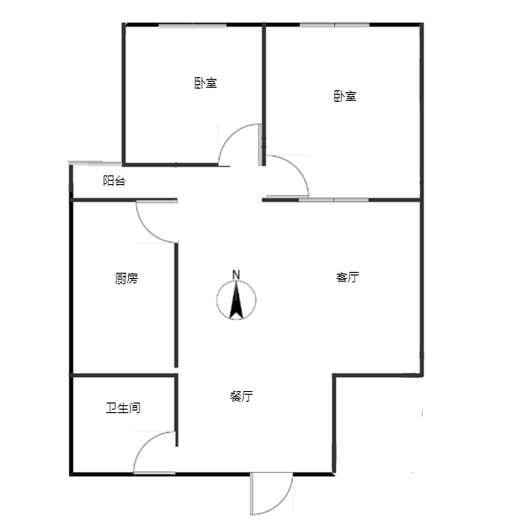 天保绿城2室2厅1卫户型图