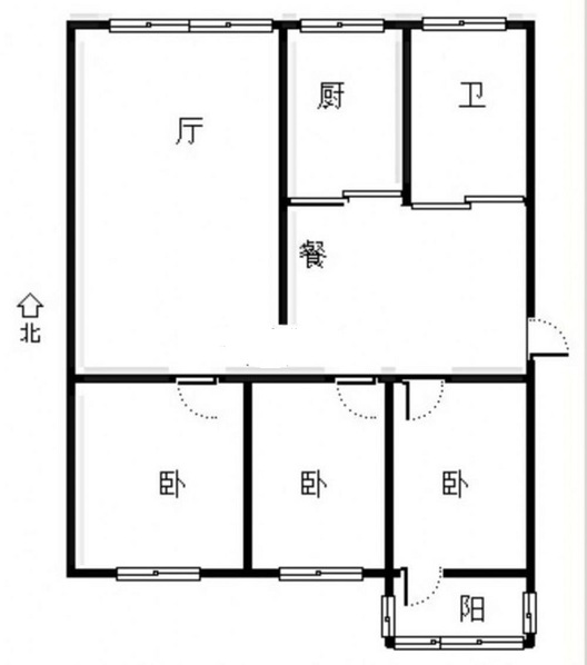 清凉寺居民小区3室2厅1卫户型图