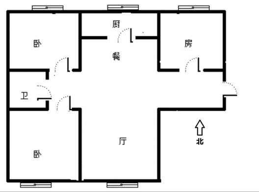 高铁新干线3室2厅1卫户型图