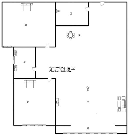 天保青花府2室2厅1卫户型图