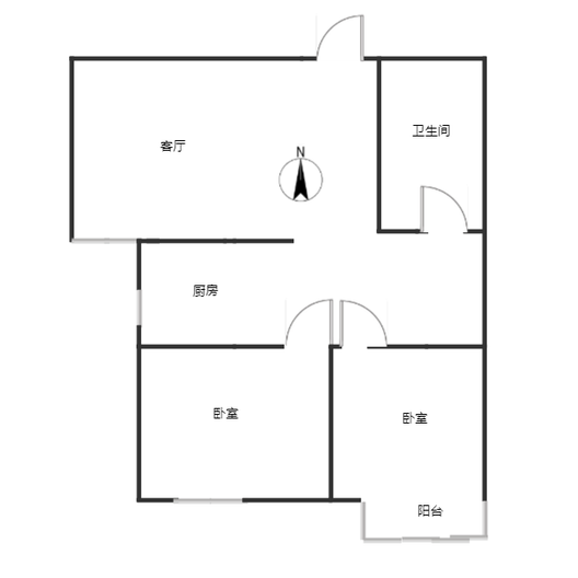 联合七号院2室1厅1卫户型图