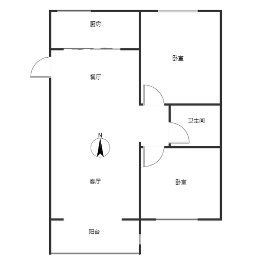 汇元学府一号2室2厅1卫户型图