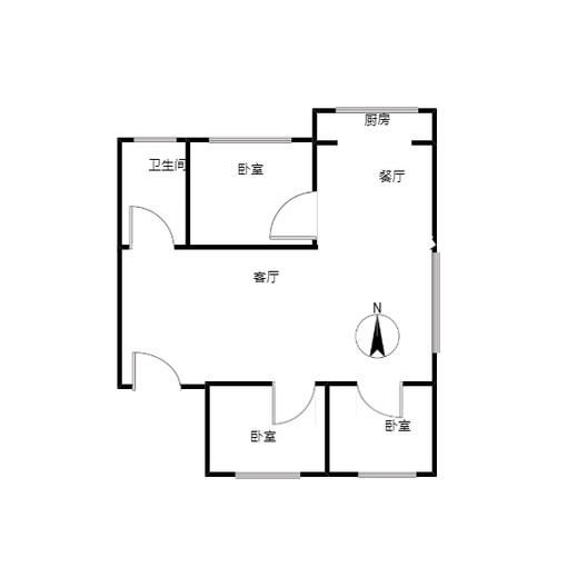 温馨小区3室2厅1卫户型图
