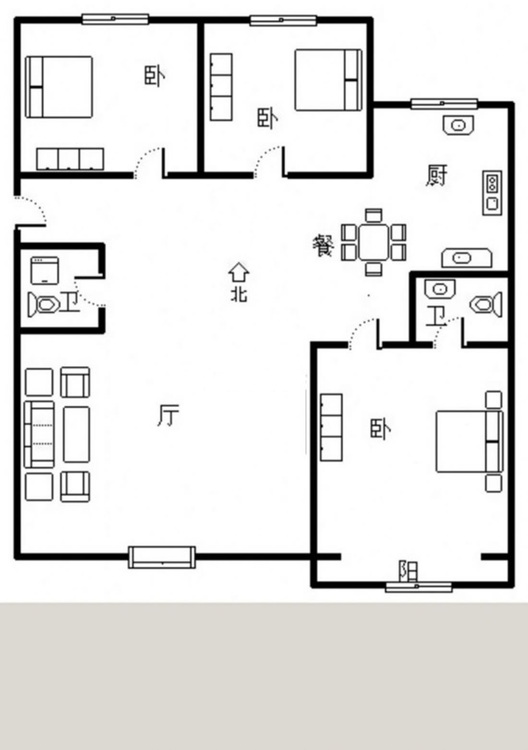 华泰豪庭3室2厅2卫户型图