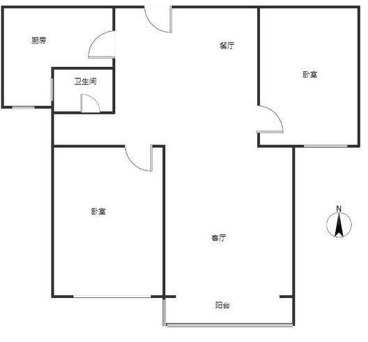 君临天下御景园2室2厅1卫户型图