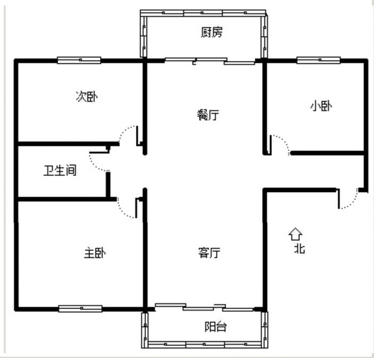 槐林新村3室2厅1卫户型图