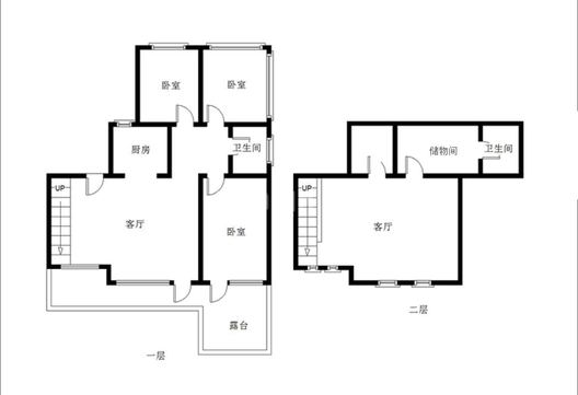鸿坤理想湾2室2厅1卫户型图