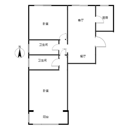 金隅地质嘉园2室2厅2卫户型图