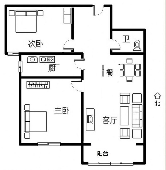 K2狮子城2室2厅1卫户型图