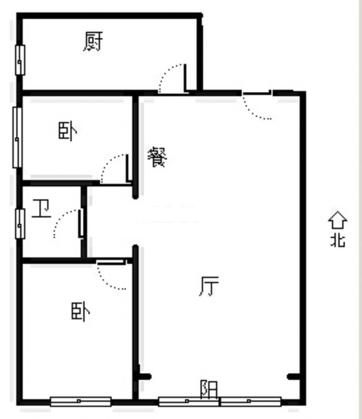 鸿坤理想湾2室2厅1卫户型图