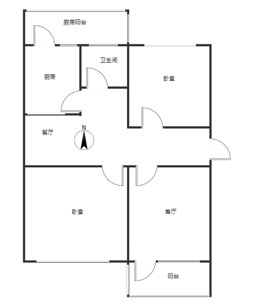 建设局住宅小区2室2厅1卫户型图