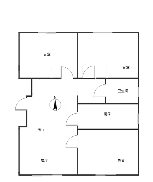 华远和府一期3室2厅1卫户型图