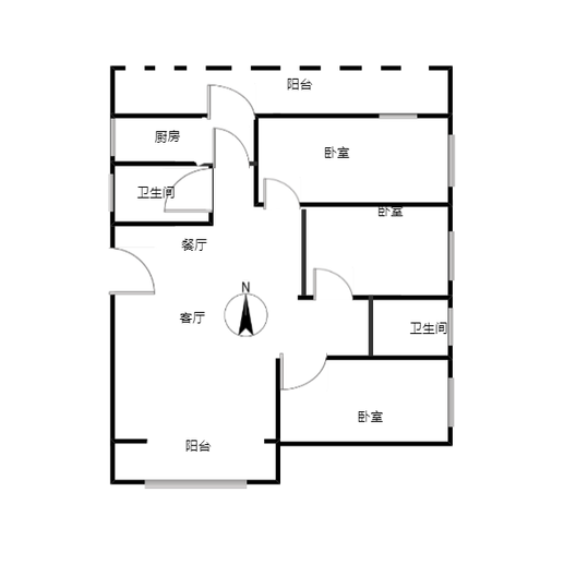 东方家园3室2厅2卫户型图