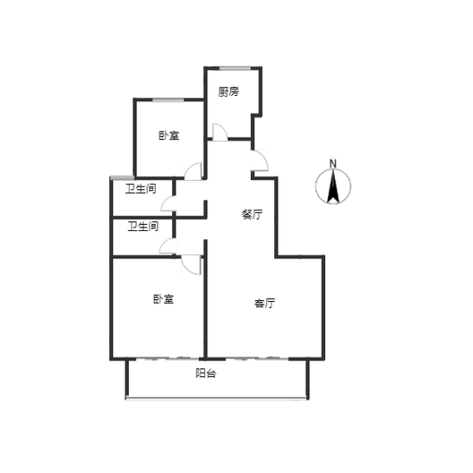 香邑溪谷玫瑰园2室2厅2卫户型图