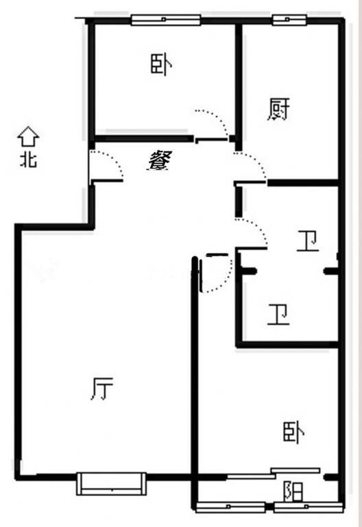 名流枫景洋房2室2厅1卫户型图