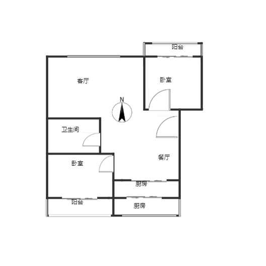 金冠家园2室2厅1卫户型图