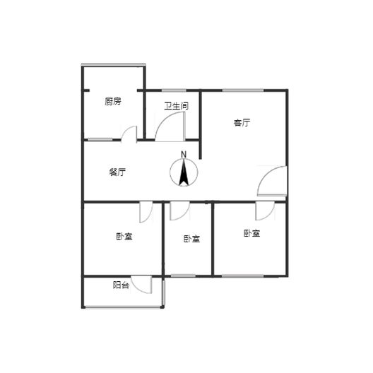 教委家属院（教育局家属院）3室2厅1卫户型图