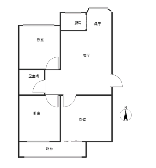 军欣家园3室2厅1卫户型图