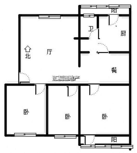 县府小区3室2厅1卫户型图