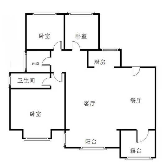 鸿坤理想湾3室2厅1卫户型图
