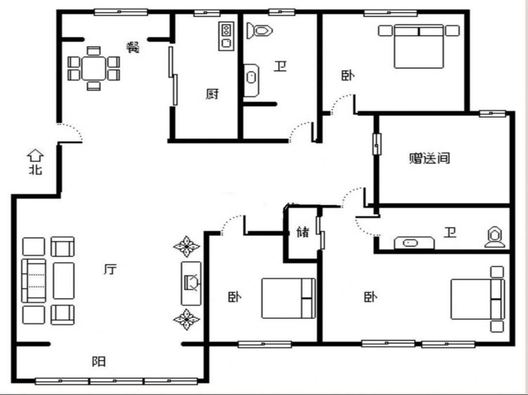 香邑溪谷玫瑰园4室2厅2卫户型图