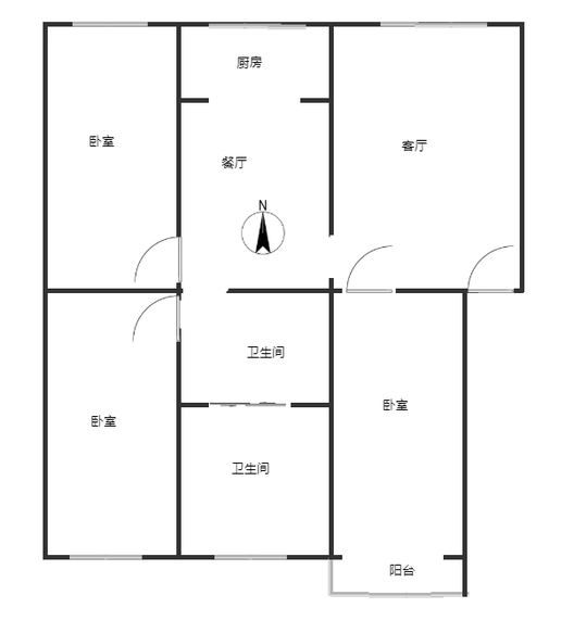 东兴小区（西院）3室2厅1卫户型图