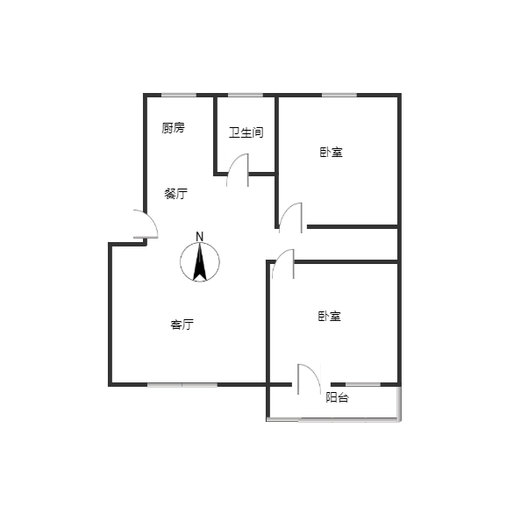 东兴小区（西院）2室2厅1卫户型图