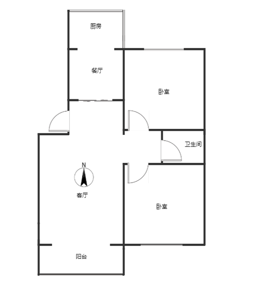 六十七处家属楼2室2厅1卫户型图