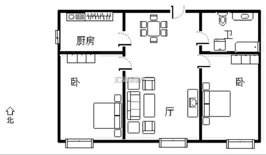 名流美域2室1厅1卫户型图