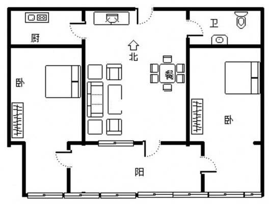 物资局小区2室2厅1卫户型图