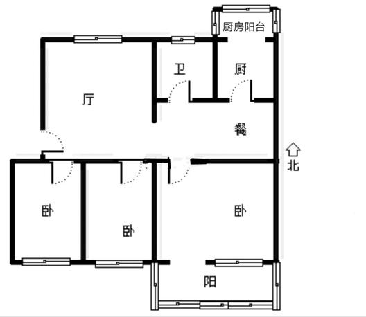涿州市党校家属院3室2厅1卫户型图