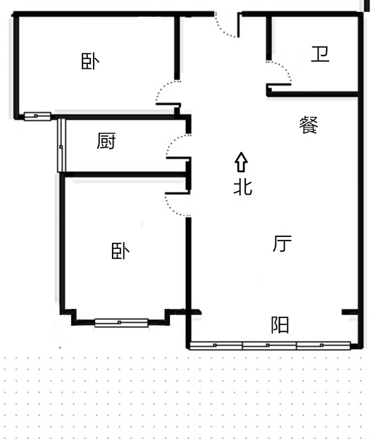 翡翠城（涿郡东区）2室2厅1卫户型图
