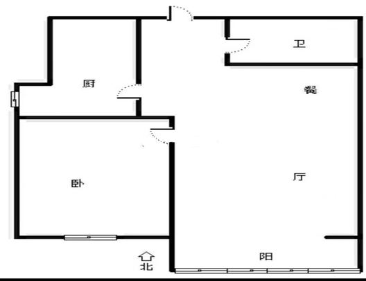 香邑溪谷玫瑰园1室1厅1卫户型图