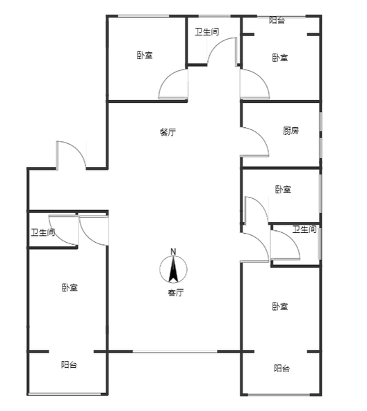 福祥小区5室2厅3卫户型图