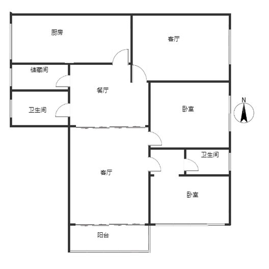 东方家园3室2厅2卫户型图