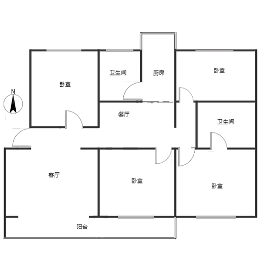 鹏润四季花园4室2厅2卫户型图