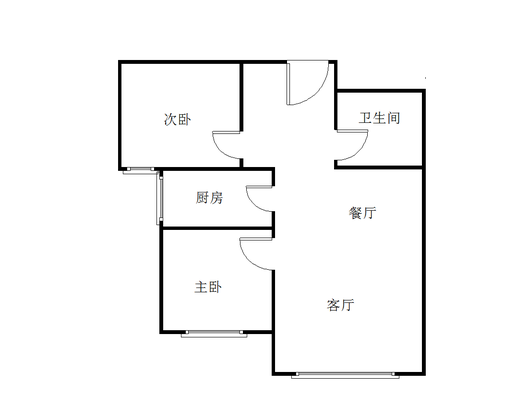 高铁新干线2室2厅1卫户型图
