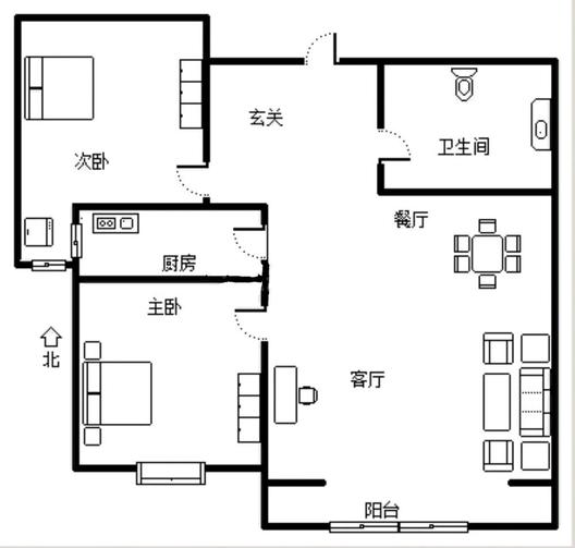 香邑溪谷一期2室2厅1卫户型图