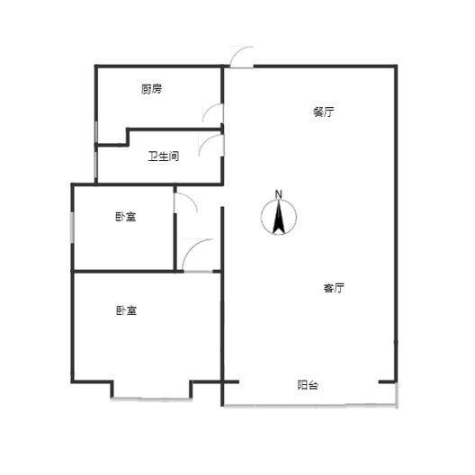 联合七号院2室1厅1卫户型图