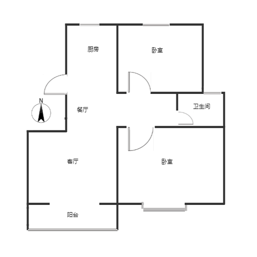 天地新城2室2厅1卫户型图