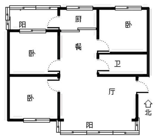 联合小区四号院3室2厅1卫户型图