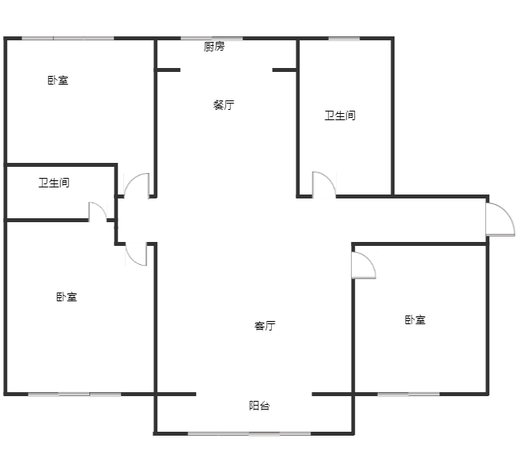 东方家园3室2厅2卫户型图