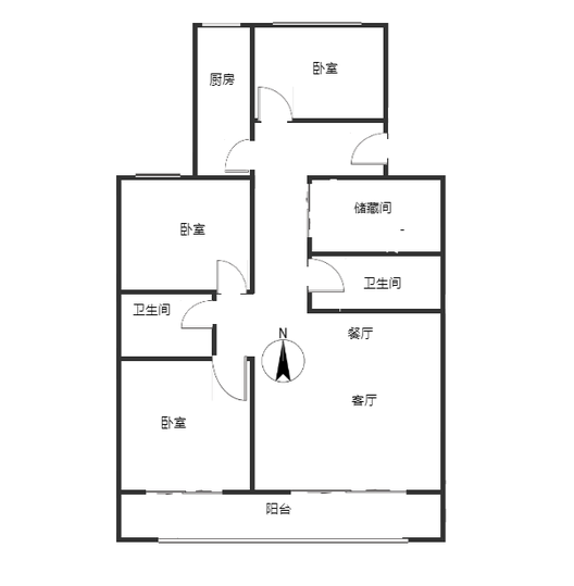 顺通小区3室2厅2卫户型图