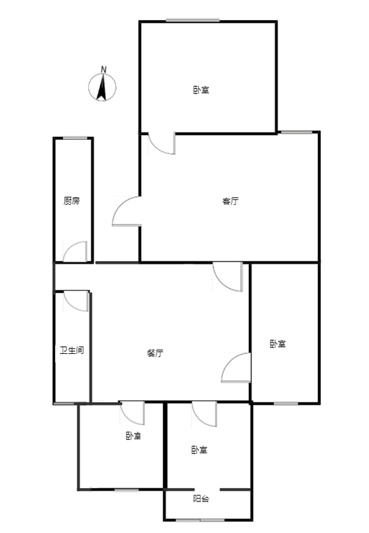 造纸厂小区4室2厅1卫户型图