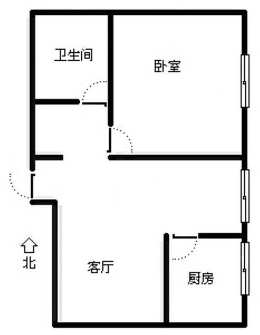 水岸花城1室1厅1卫户型图